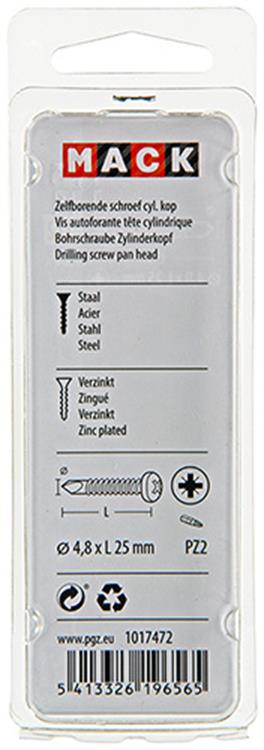 Mack 1017472 – selbstbohrende Schraube Zyl. Kopfkond. 20 Stück 4,8 x 25 mm | 10 Stück