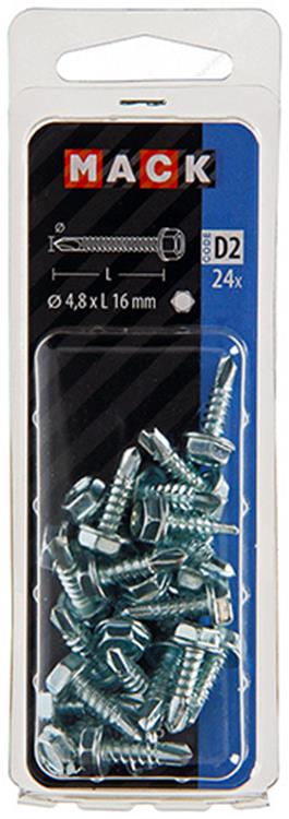 Mack 1017475 – selbstbohrende Sechskantschraube. Kopf verzinkt. 24 Stück 4,8 x 16 mm | 10 Stück