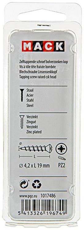 Mack 1017486 – selbstschneidende Schraube BVK verzinkt 18 Stück 4,2 x 19 mm | 10 Stück
