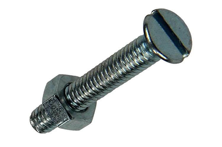 Mack 1017493 – Metallschraube verzinkt. Kopf + Mutter plattiert 16 Stück M4 x 25 mm | 10 Stück