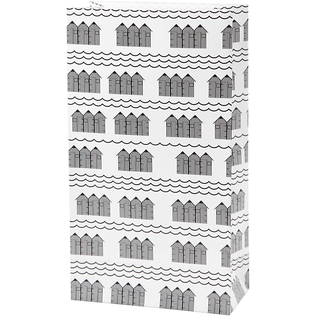 Vivi Gade Papiertüten, H: 21 cm, Größe 6x12 cm, 80 g, schwarz, weiß, 10 Stück 1 Box