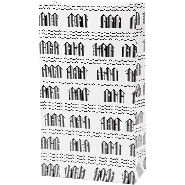 Vivi Gade Papiertüten, H: 21 cm, Größe 6x12 cm, 80 g, schwarz, weiß, 10 Stück 1 Box