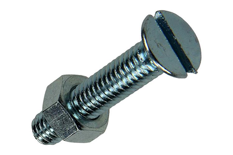 Mack 1017510 – Metallschraube verzinkt. Kopf + Mutter plattiert 8 Stück M6 x 30 mm | 10 Stück