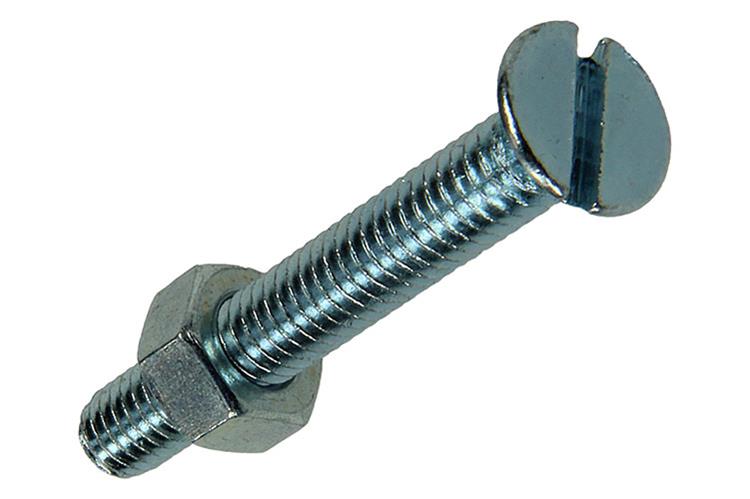 Mack 1017511 – Metallschraube verzinkt. Kopf + Mutter plattiert 6 Stück M6 x 40 mm | 10 Stück