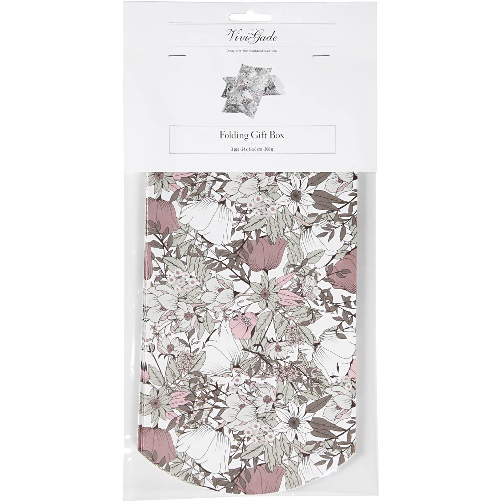 Vivi Gade Geschenkbox, Blumen, Größe 18x15x6 cm, 300 g, braun, 3 Stück 1 Box