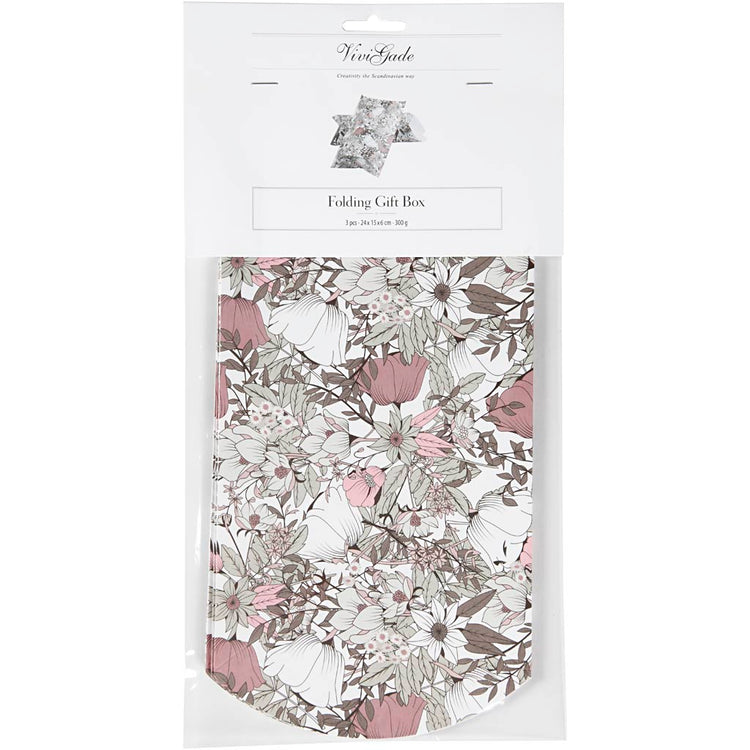 Vivi Gade Geschenkbox, Blumen, Größe 18x15x6 cm, 300 g, braun, 3 Stück 1 Box