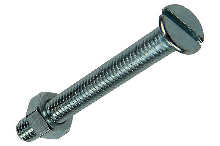 Mack 1017512 – Metallschraube verzinkt. Kopf + Mutter plattiert 6 Stück M6 x 50 mm | 10 Stück