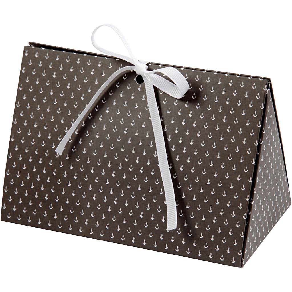 Vivi Gade Geschenkbox, Anker, Größe 15x7x8 cm, 250 g, dunkelgrau, weiß, 3 Stück 1 Box