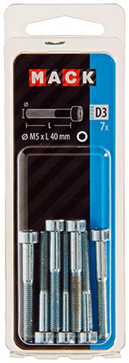 Mack 1017648 - Innensechskantschraube Zyl. Kopf plattiert. 7 Stück m5 x 40 mm | 10 Stück