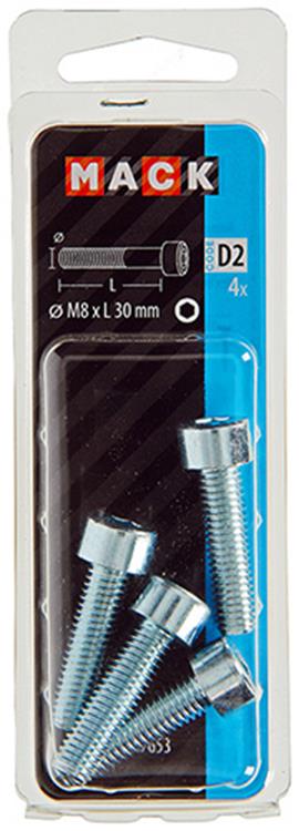 Mack 1017653 - Innensechskantschraube Zyl. Kopf plattiert. 4 Stück m8 x 30 mm | 10 Stück