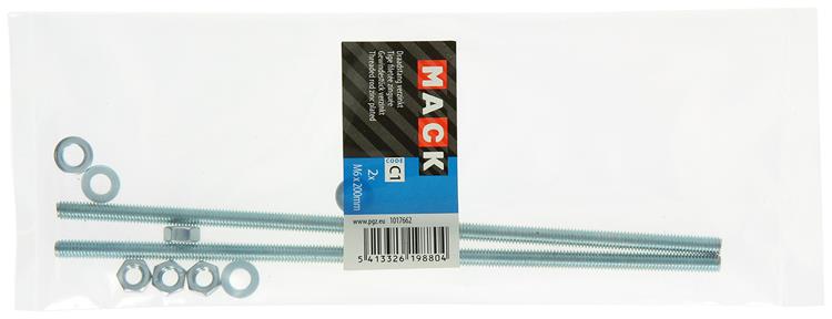 Mack 1017662 – Gewindeende + Unterlegscheibe + Mutter plattiert. 2 Stück m6 x 200 mm | 10 Stück