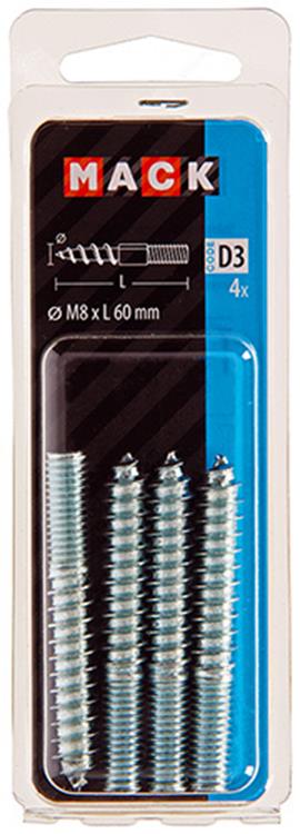 Mack 1017670 - Stockendholz + Meterware. Drahtleitung 4 Stück m8x60 | 10 Stück