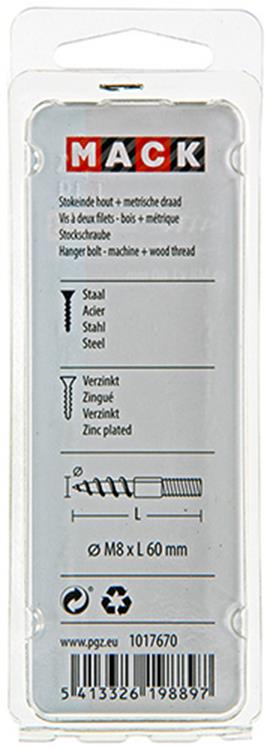 Mack 1017670 - Stockendholz + Meterware. Drahtleitung 4 Stück m8x60 | 10 Stück