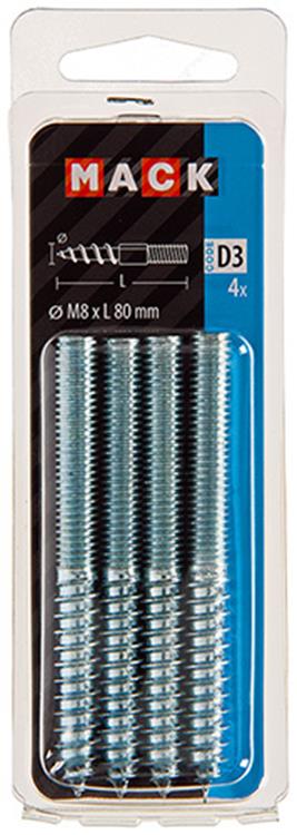 Mack 1017671 – Stockendholz + Meterware. Drahtleitung 4 Stück m8x80 | 10 Stück