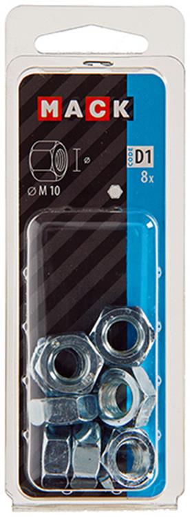 Mack 1017678 - Sechskantmutter Stahl verzinkt 8 Stück m 10 | 10 Stück