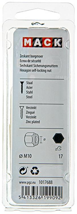 Mack 1017688 - Sechskant-Sicherungsmutter Stahl verzinkt 6 Stück M10 | 10 Stück