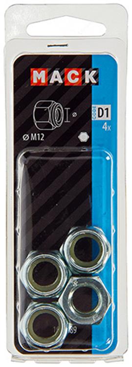 Mack 1017689 - Sechskant-Sicherungsmutter Stahl verzinkt 4 Stück M12 | 10 Stück