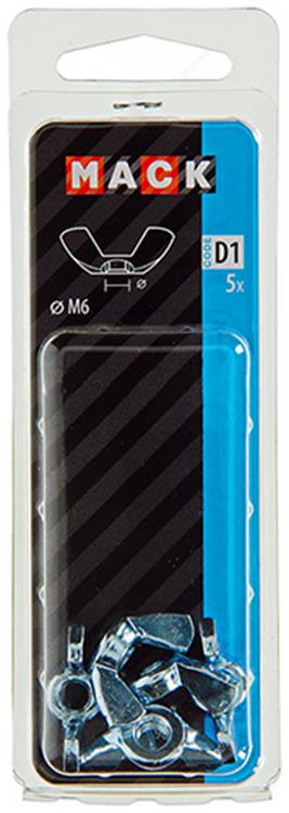 Mack 1017698 – Flügelmutter aus verzinktem Stahl, 5 Stück, M6 | 10 Stück