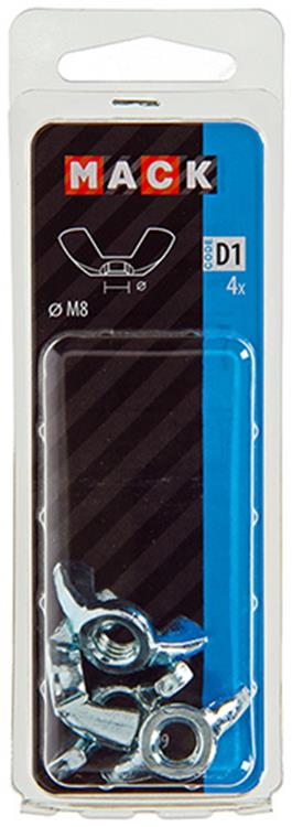 Mack 1017699 – Flügelmutter aus verzinktem Stahl, 4 Stück, M8 | 10 Stück