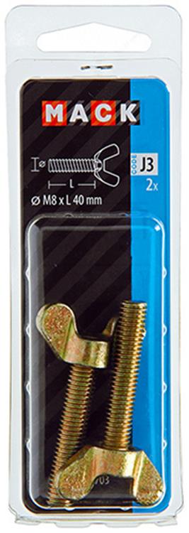 Mack 1017703 - Flügelschraube gelb verzinkt 2 Stück M8 x 40 mm | 10 Stück