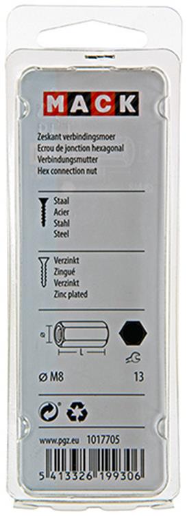 Mack 1017705 - Sechskant-Verbindungsmutter verzinkt 2 Stück M8 | 10 Stück