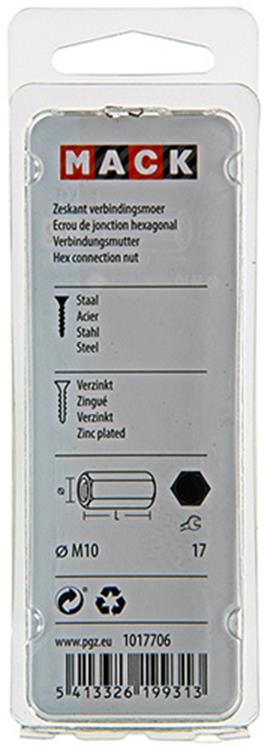 Mack 1017706 - Sechskant-Verbindungsmutter verzinkt 2 Stück M10 | 5 Stück
