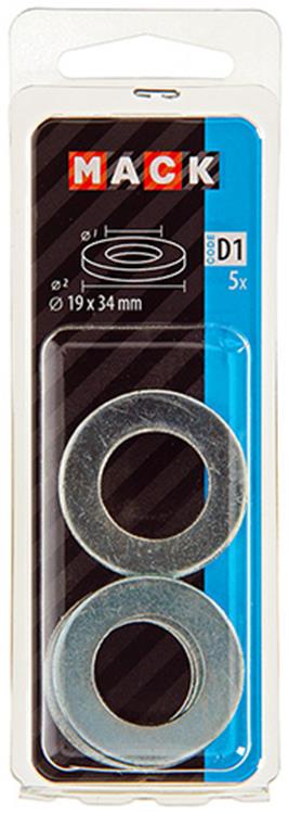 Mack 1017721 - Unterlegscheibe Stahl verzinkt 5 Stück 19 x 34 mm | 10 Stück