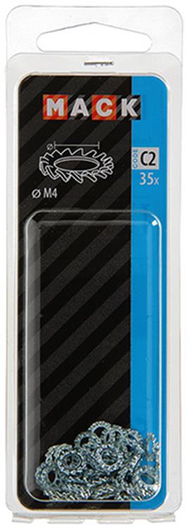 Mack 1017747 - Zahnfederscheibe aus verzinktem Stahl 35 Stück m4 | 10 Stück