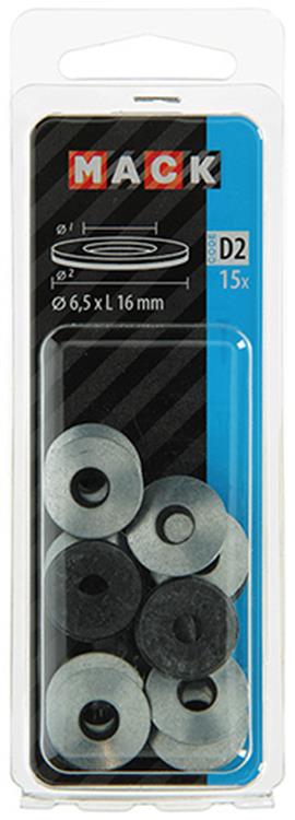 Mack 1017761 - Dichtring Gummi verzinkt 15 Stück 6,5 x 16 mm | 10 Stück