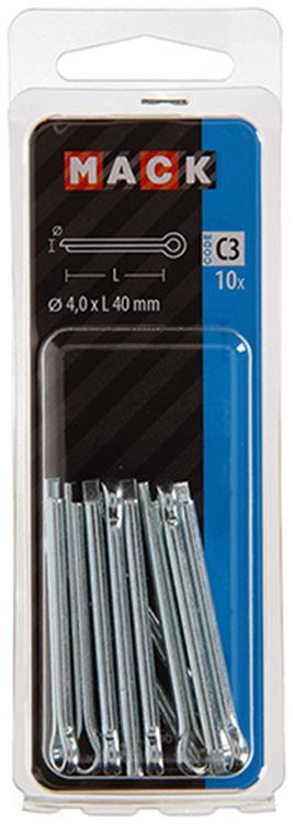 Mack 1017766 - Splint verzinkter Stahl 10 Stück 4,0 x 40 mm | 10 Stück