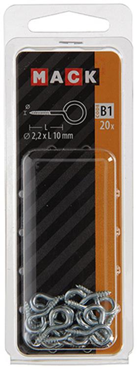 Mack 1017768 - Schrauböse verzinkter Stahl 20 Stück 2,2 x 10 mm | 10 Stück