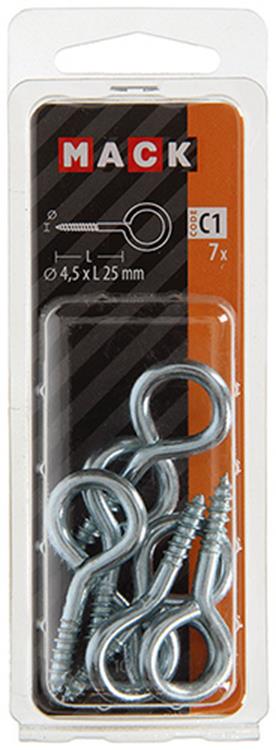 Mack 1017774 - Schrauböse verzinkter Stahl 7 Stück 4,5 x 25 mm | 10 Stück