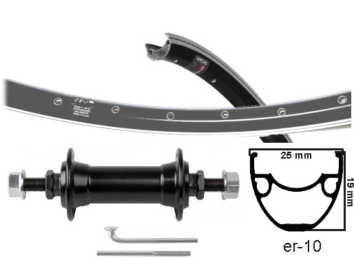 KGS-Vorderrad 28 Zoll (622) Rand Macher-10 Silberschwarz Fixes Achse