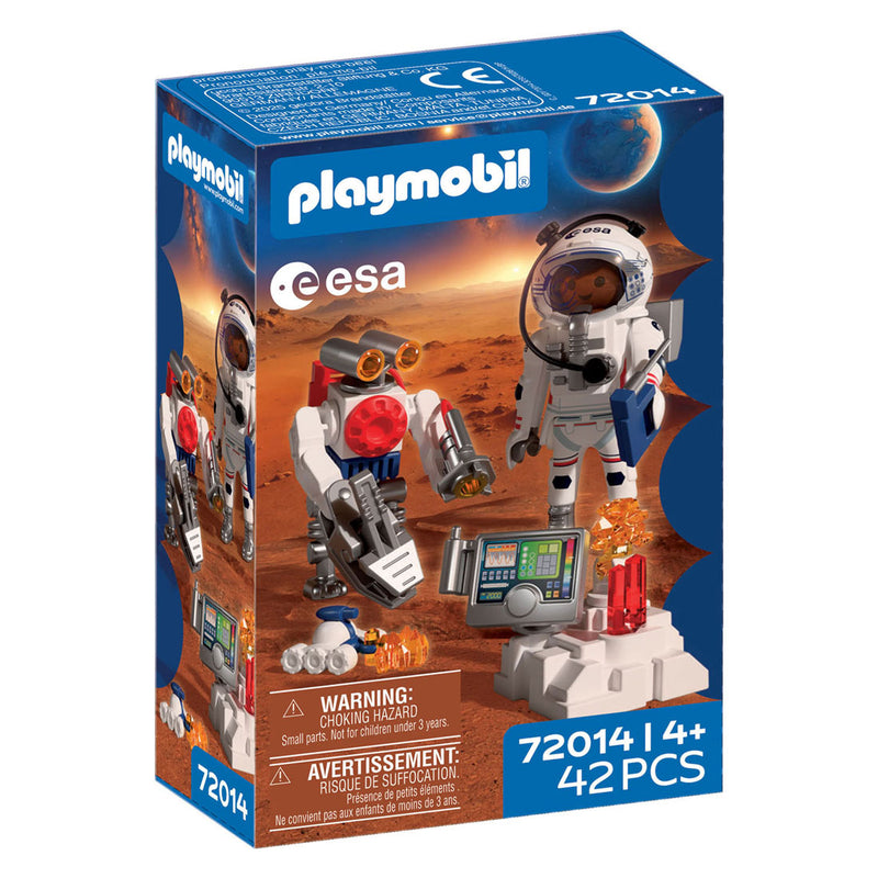Playmobil Space ESA Astronaut mit Roboter | mit Mars-Crawler, Analysestation 3 Gesteinsproben | Weltraumforschung | hochwertiges Spielzeugset | Spaß für Kinder ab 4 Jahren | 72014