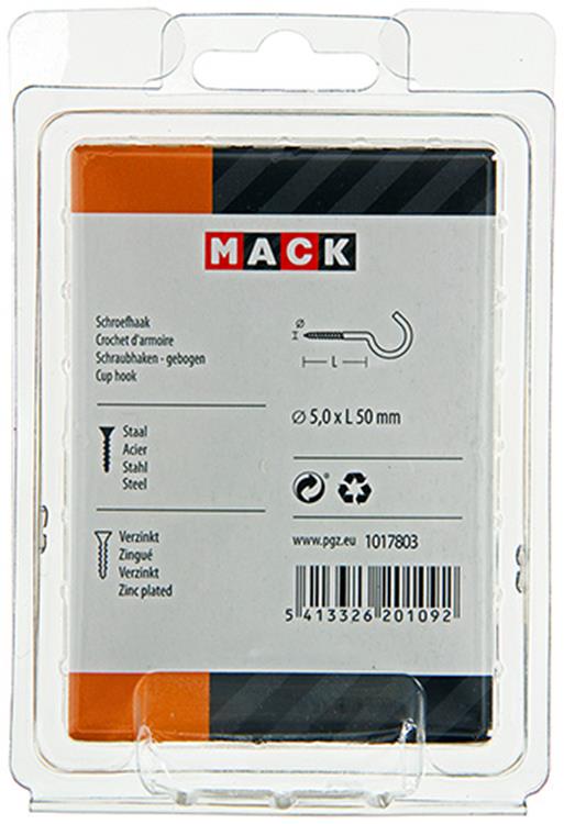 Mack 1017803 - Schraubhaken verzinkter Stahl 4 Stück 5,0 x 50 mm | 5 Stück
