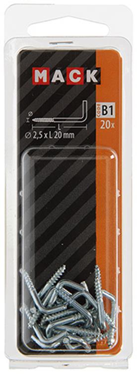 Mack 1017815 - Daumenschraube verzinkter Stahl 20 Stück 2,5 x 20 mm | 10 Stück