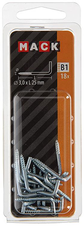Mack 1017816 - Rändelschraube Stahl verzinkt 18 Stück 3,0 x 25 mm | 10 Stück