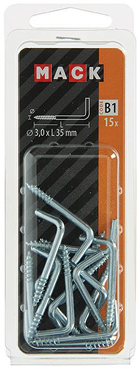 Mack 1017818 - Daumenschraube verzinkter Stahl 15 Stück 3,0 x 35 mm | 10 Stück