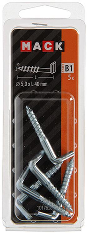 Mack 1017830 – Schraubdaumen mit Schlitz, verzinkter Stahl. 5 Stück 5,0 x 40 mm | 10 Stück