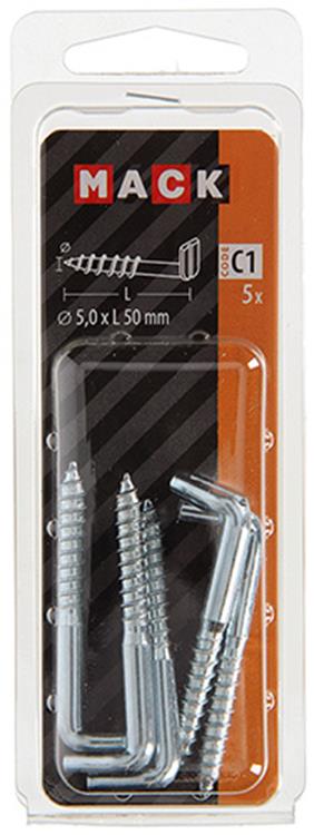 Mack 1017831 – Schraubdaumen mit Schlitz, verzinkter Stahl. 5 Stück 5,0 x 50 mm | 10 Stück
