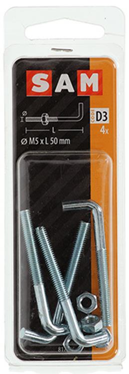 Mack 1017835 – metrische Schraube Zoll + Mutter Stahl 4 Stück M5 x 50 mm | 10 Stück