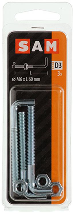 Mack 1017836 – Schraube Zoll metrisch + Mutter Stahl 3 Stück M6 x 60 mm | 10 Stück