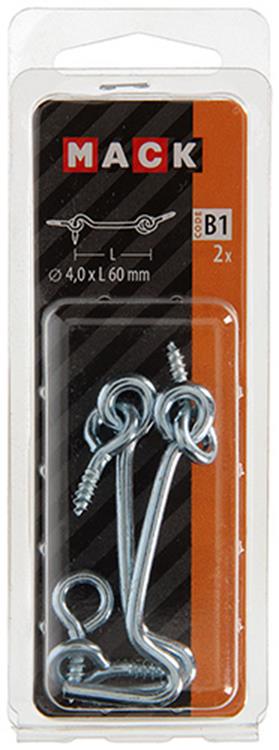 Mack 1017848 – Windhaken aus verzinktem Stahl, 2 Stück, 4,0 x 60 mm | 10 Stück