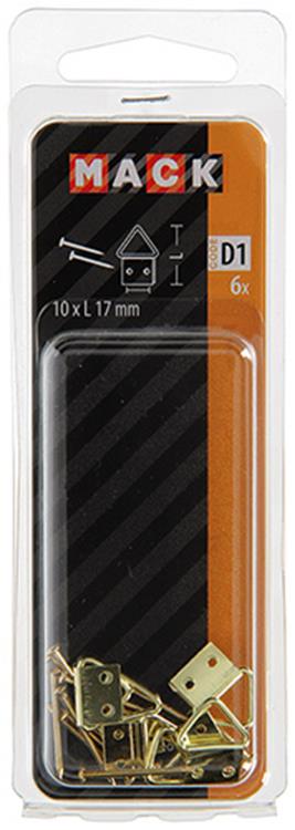 Mack 1017858 - Rahmenaufhänger Stahl vermessingt 6 Stück 10 x 17 mm | 10 Stück