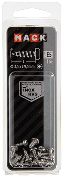 Mack 1019780 - Blechschraube Zylinderkopf A2 16 Stück 3,5 x 9,5 mm | 10 Stück