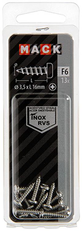 Mack 1019782 – selbstschneidende Schraube Zylinderkopf A2 13 Stück 3,5 x 16 mm | 10 Stück