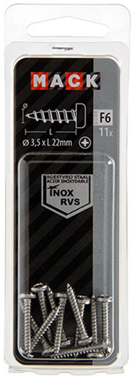 Mack 1019783 - Blechschraube Zylinderkopf A2 11 Stück 3,5 x 22 mm | 10 Stück