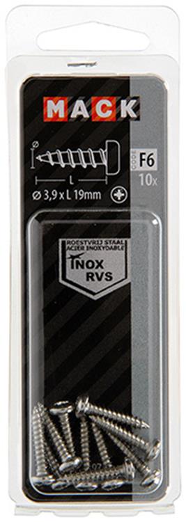 Mack 1019786 - Blechschraube Zylinderkopf A2 10 Stück 3,9 x 19 mm | 10 Stück