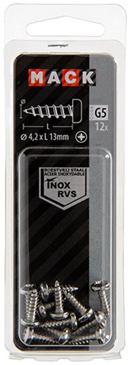 Mack 1019788 - Blechschraube Zylinderkopf A2 12 Stück 4,2 x 13 mm | 10 Stück