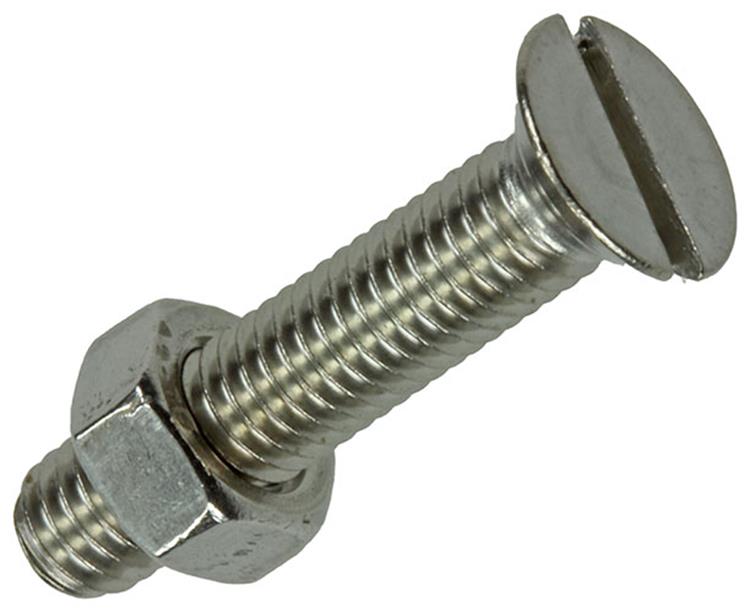 Mack 1019811 – Metallschraube verzinkt. Kopf + Mutter Edelstahl 6 Stück M5x25 | 10 Stück